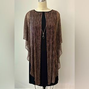NWT Glamour Metallic Plisse Overlay Dress